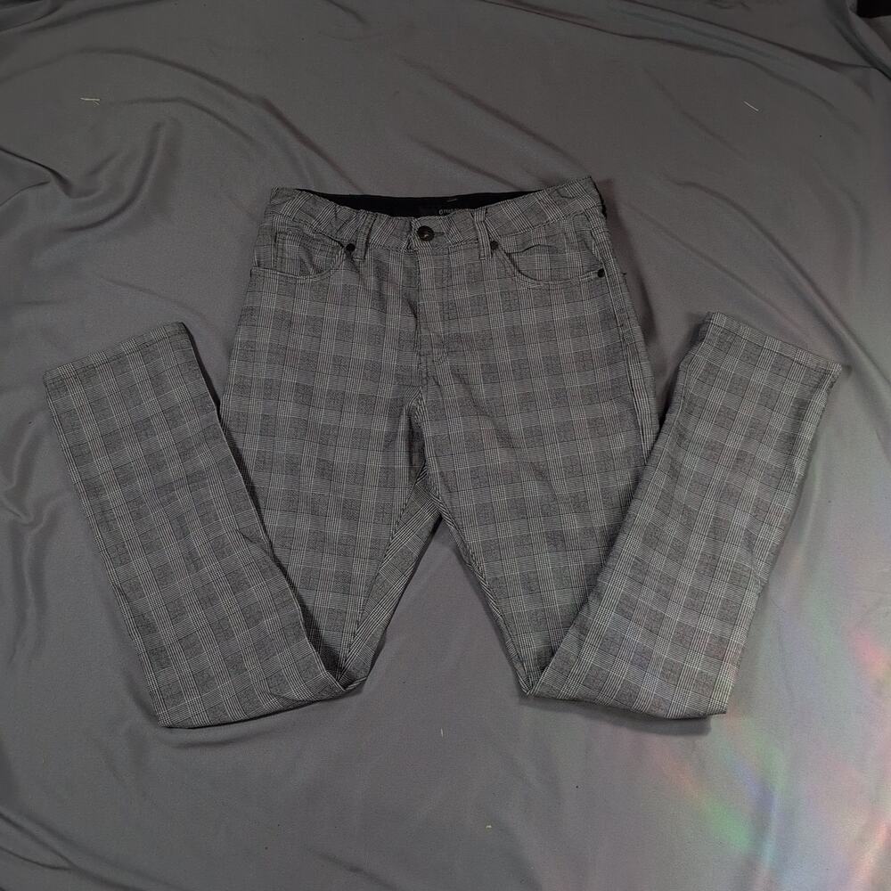 Fried Denim Gray Glen Plaid Slim Fit Pants Men's 38x32 Stretch Casual